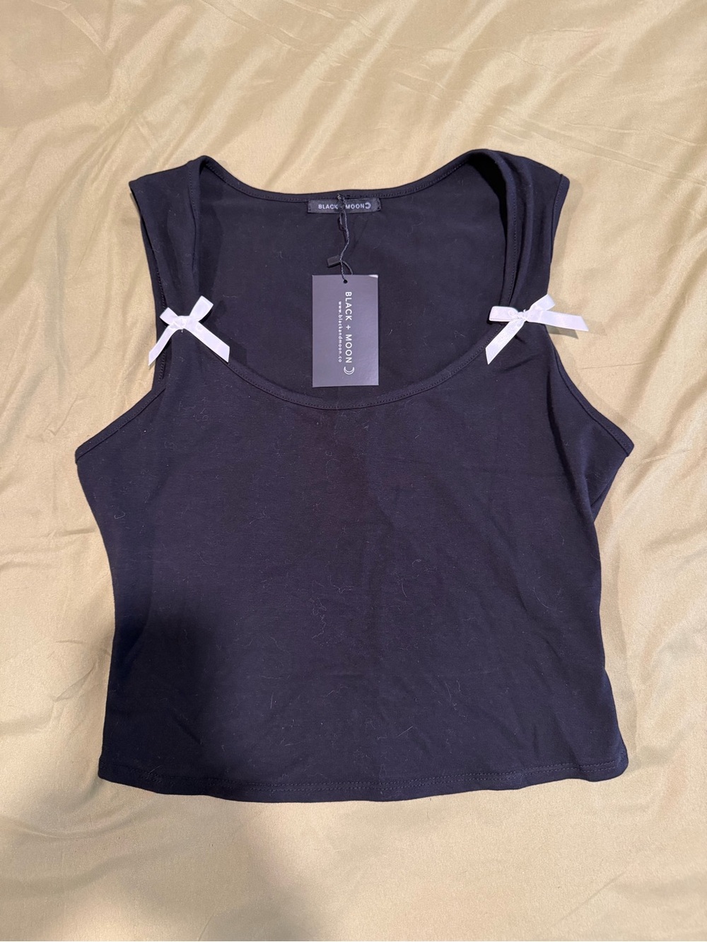 Black Tank Top with Bow Accents